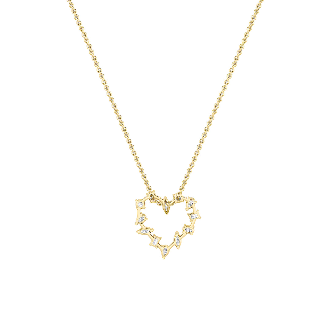 2.5Cttw Emerald Shaped Lab Grown Diamond (F/VS) Heart Shaped Pendant in 14K Gold