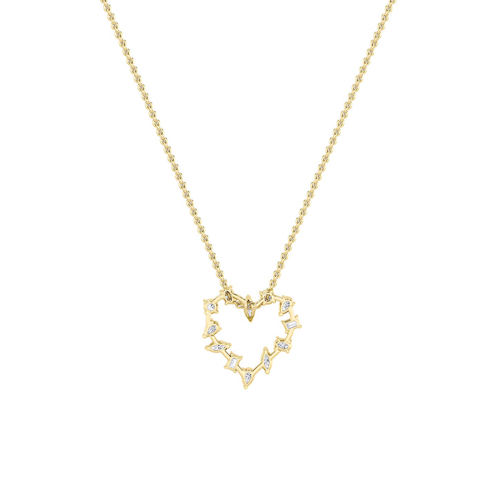 2.5Cttw Emerald Shaped Lab Grown Diamond (F/VS) Heart Shaped Pendant in 14K Gold
