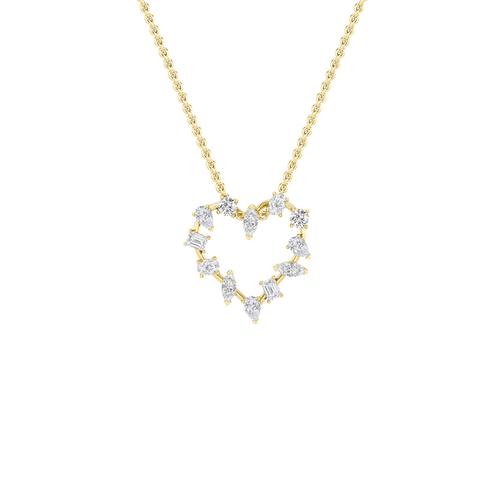 2.5Cttw Emerald Shaped Lab Grown Diamond (F/VS) Heart Shaped Pendant in 14K Gold