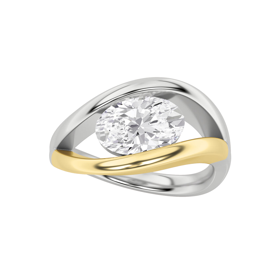 1.5Cttw Oval Shaped Lab Grown Diamond (F/VS) EastWest Solitaire Ring in 14K Gold
