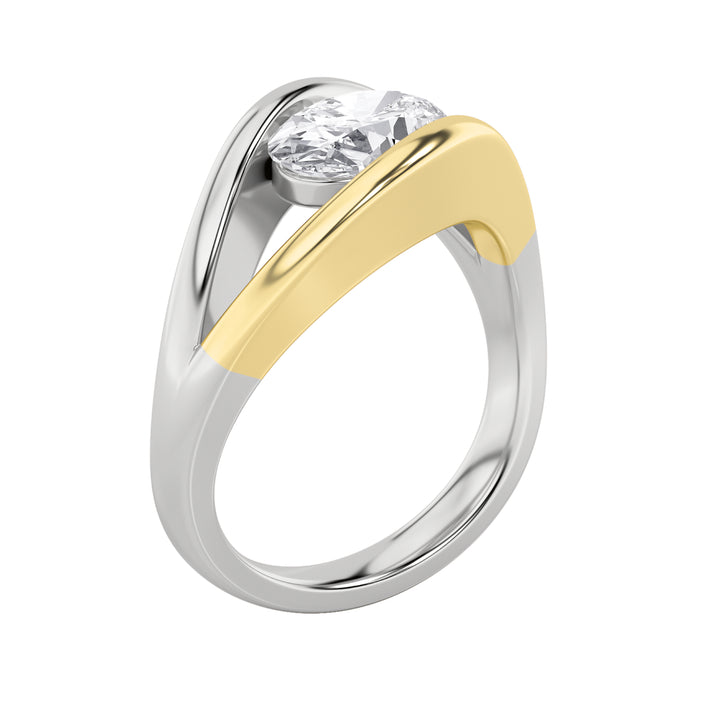 1.5Cttw Oval Shaped Lab Grown Diamond (F/VS) EastWest Solitaire Ring in 14K Gold