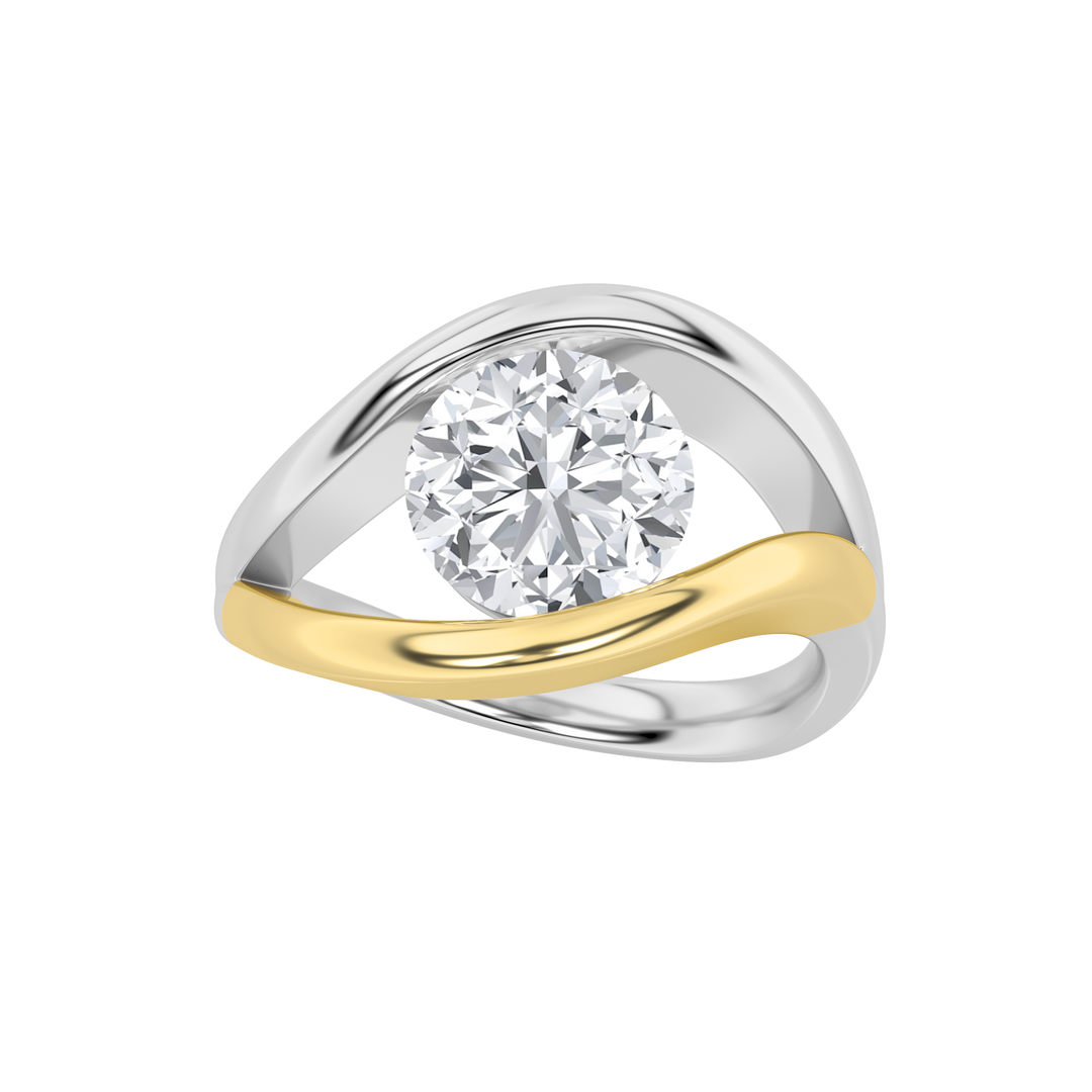 14KY 2ct Lab Diamond F+VS+ Contemporary Engagement Ring