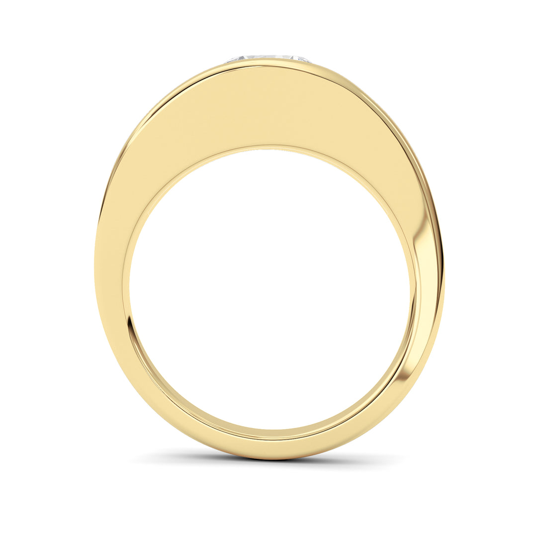 2Cttw Round Shaped Lab Grown Diamond (F/VS) East West Solitaire Fancy Ring in 14K Gold