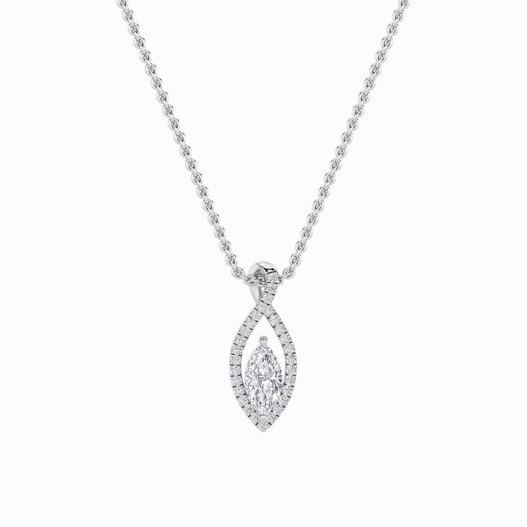 1.25CTW Marquise Shaped Lab Grown Diamond (F/VS) Heart Shaped Pendant in 14K Gold