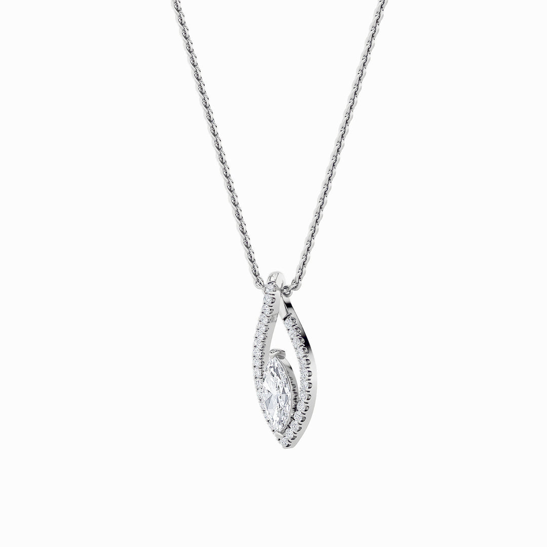 1.25CTW Marquise Shaped Lab Grown Diamond (F/VS) Heart Shaped Pendant in 14K Gold