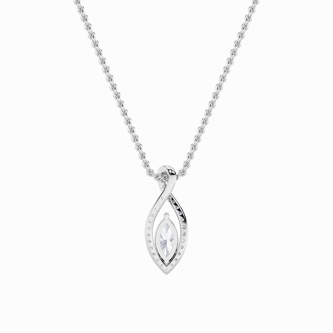 1.25CTW Marquise Shaped Lab Grown Diamond (F/VS) Heart Shaped Pendant in 14K Gold