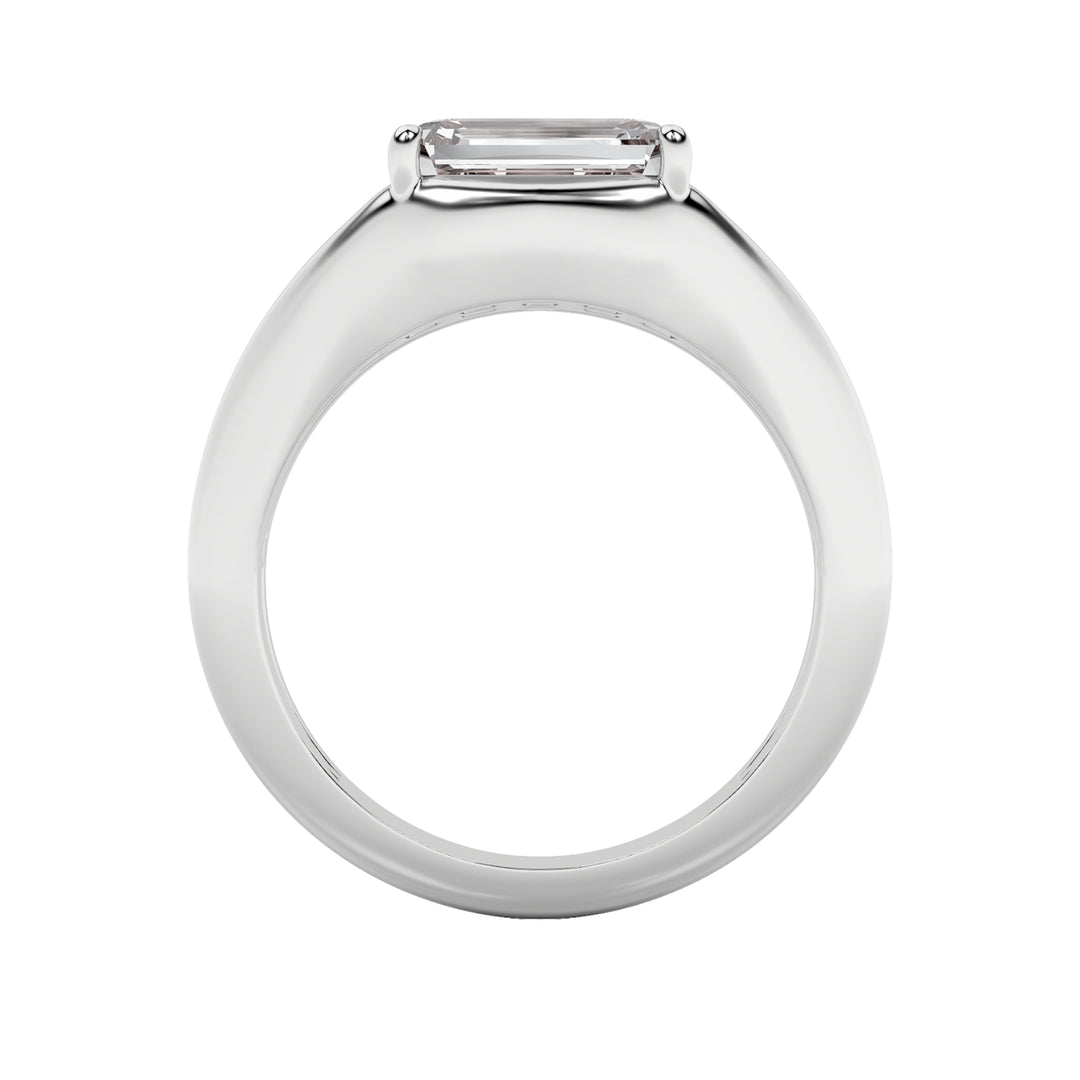2Cttw Emerald Shaped Lab Grown Diamond (G/VS) East West Solitaire Ring in 14K Gold