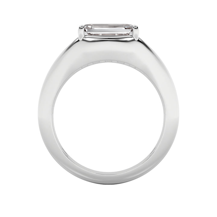 2Cttw Emerald Shaped Lab Grown Diamond (G/VS) East West Solitaire Ring in 14K Gold