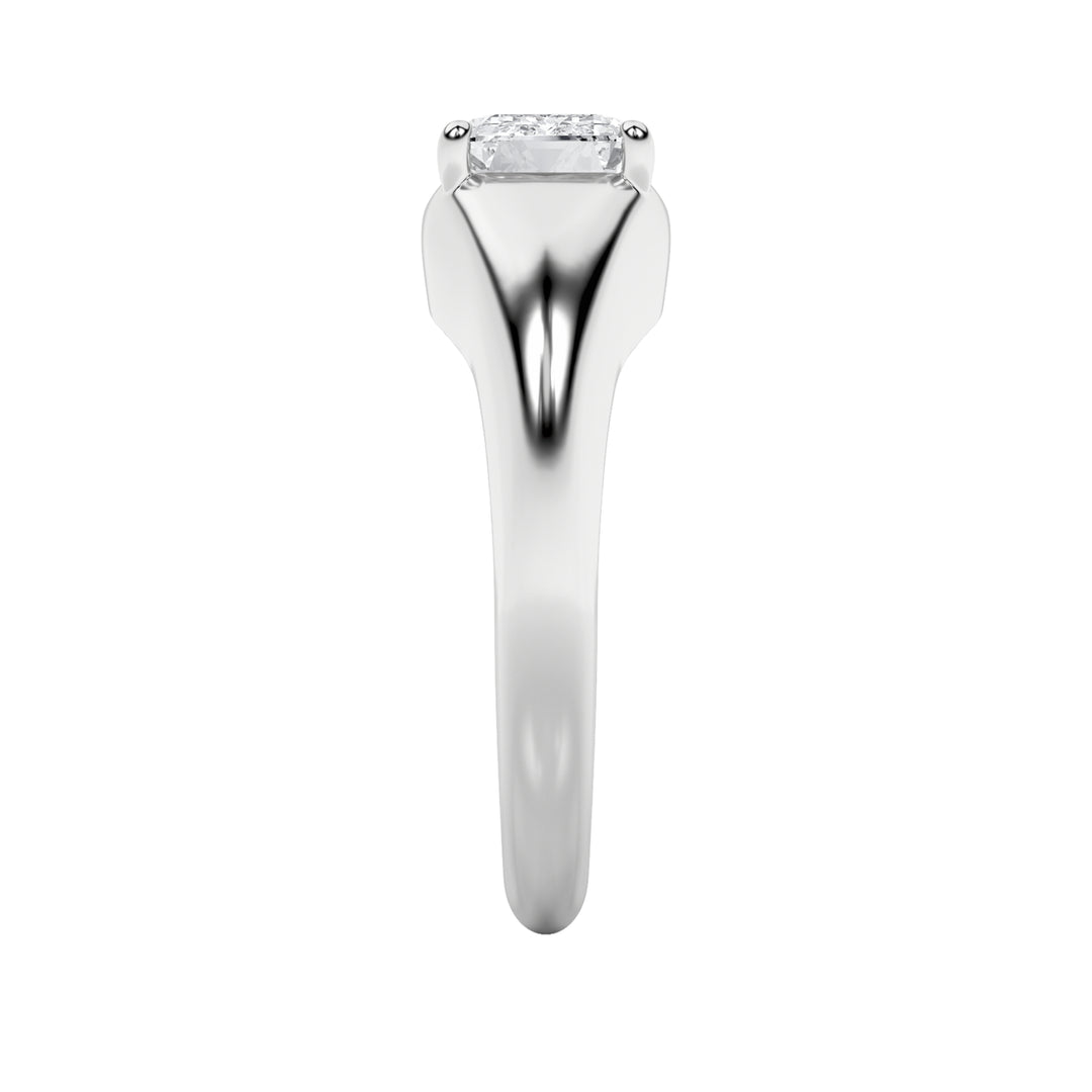 2Cttw Emerald Shaped Lab Grown Diamond (G/VS) East West Solitaire Ring in 14K Gold