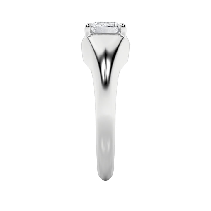2Cttw Emerald Shaped Lab Grown Diamond (G/VS) East West Solitaire Ring in 14K Gold