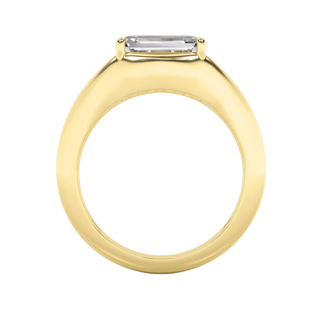 2Cttw Emerald Shaped Lab Grown Diamond (F/VS) East West Solitaire Ring in 14K Gold