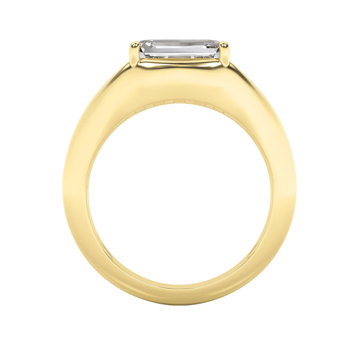 2Cttw Emerald Shaped Lab Grown Diamond (F/VS) East West Solitaire Ring in 14K Gold