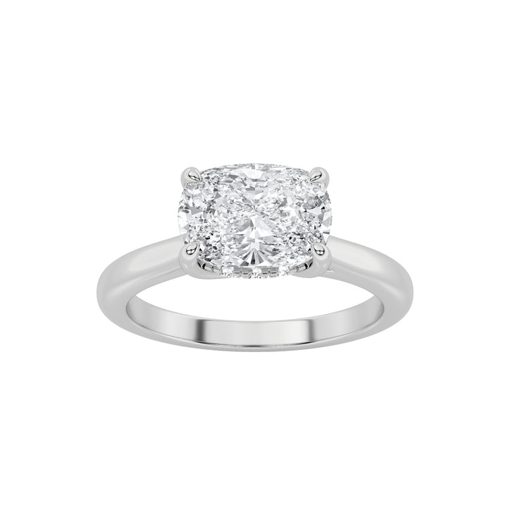 1.5CTW Elongated Cushion Shaped Lab Grown Diamond (F/VS) East West Solitaire Ring in 14K Gold