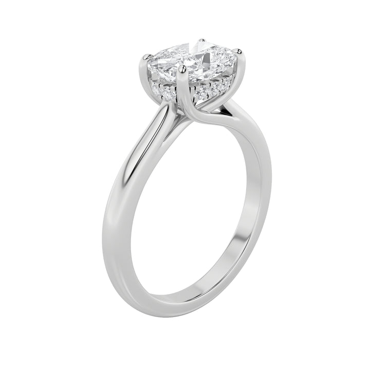 1.5CTW Elongated Cushion Shaped Lab Grown Diamond (F/VS) East West Solitaire Ring in 14K Gold