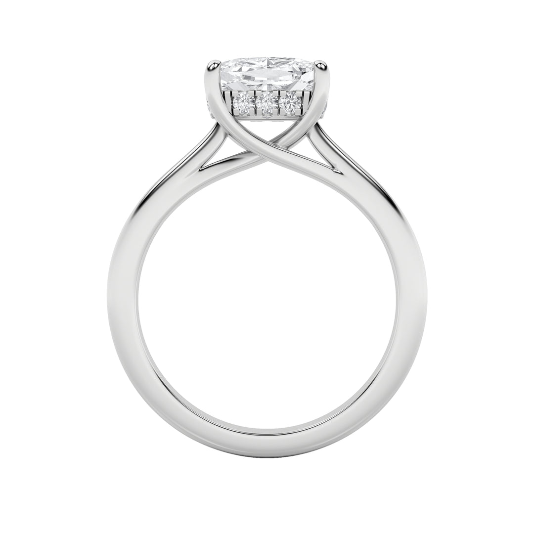 1.5CTW Elongated Cushion Shaped Lab Grown Diamond (F/VS) East West Solitaire Ring in 14K Gold