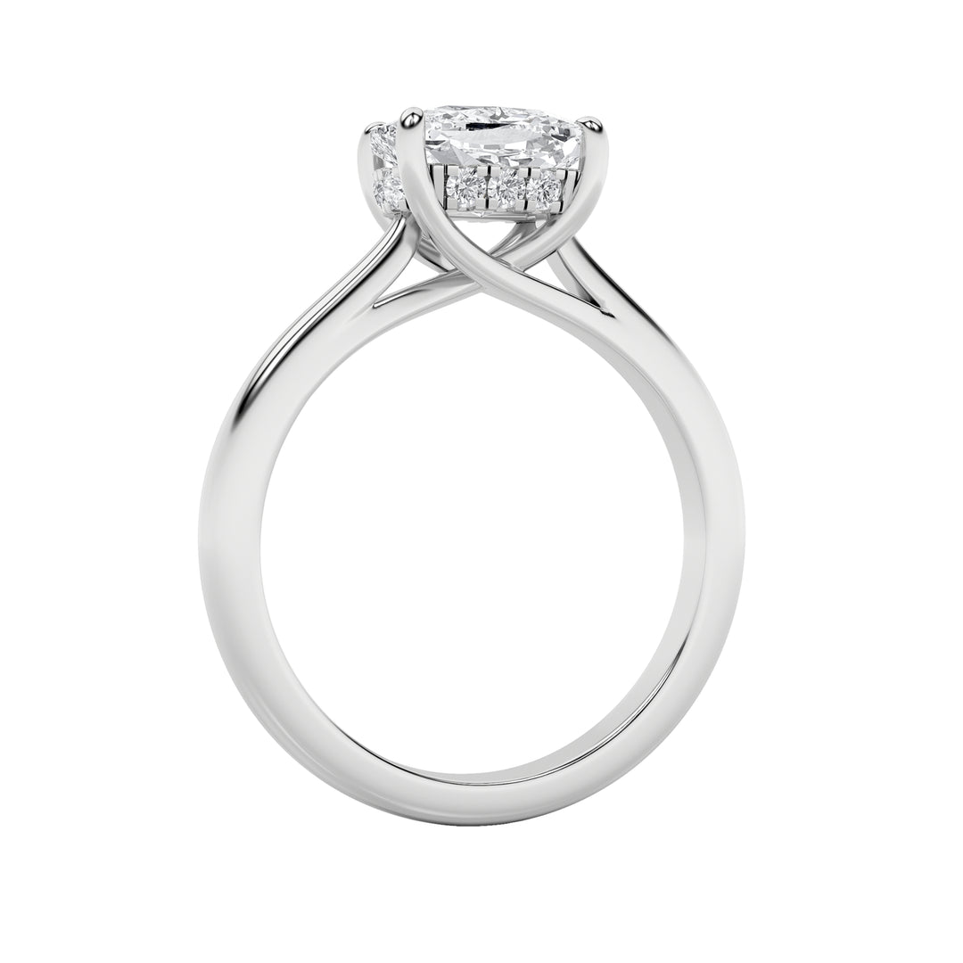 1.5CTW Elongated Cushion Shaped Lab Grown Diamond (F/VS) East West Solitaire Ring in 14K Gold