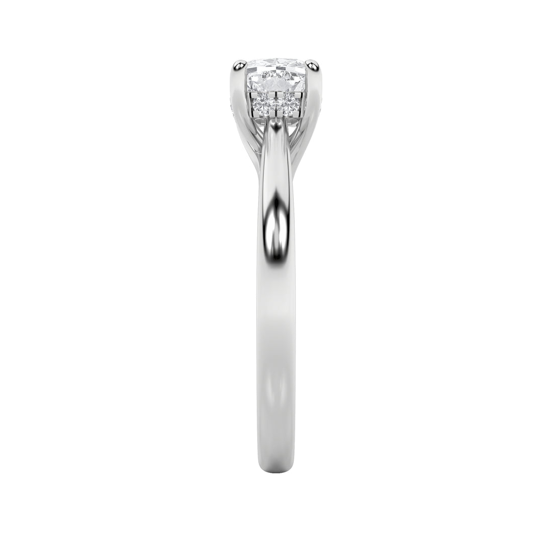 1.5CTW Elongated Cushion Shaped Lab Grown Diamond (F/VS) East West Solitaire Ring in 14K Gold