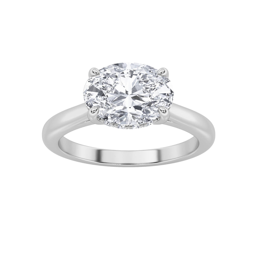 1.5CTW Oval Shaped Lab Grown Diamond (F/VS) East West Solitaire Ring in 14K Gold