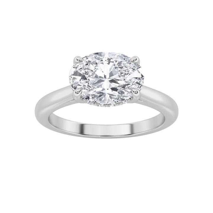 1.5CTW Oval Shaped Lab Grown Diamond (F/VS) East West Solitaire Ring in 14K Gold