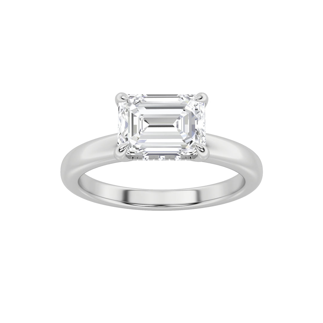 1.5CTW Emerald Shaped Lab Grown Diamond (F/VS) East West Solitaire Ring in 14K Gold