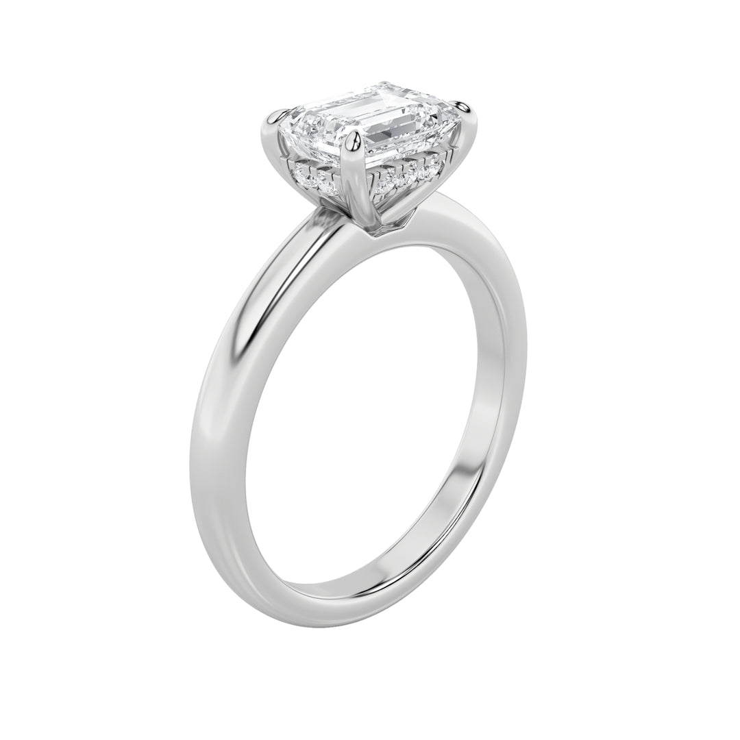 1.5CTW Emerald Shaped Lab Grown Diamond (F/VS) East West Solitaire Ring in 14K Gold