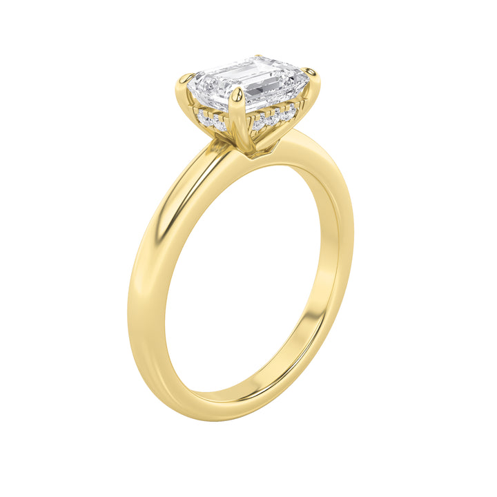 1.5CTW Emerald Shaped Lab Grown Diamond (F/VS) East West Solitaire Ring in 14K Gold