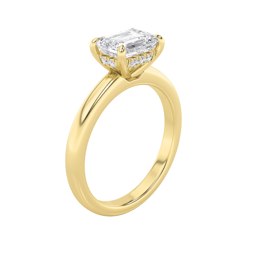 1.5CTW Emerald Shaped Lab Grown Diamond (F/VS) East West Solitaire Ring in 14K Gold