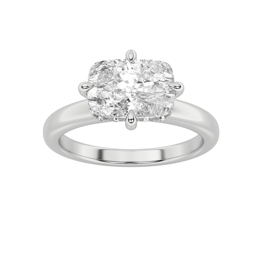 1.5CTW Elongated Cushion Shaped Lab Grown Diamond (F/VS) East West Solitaire Ring in 14K Gold