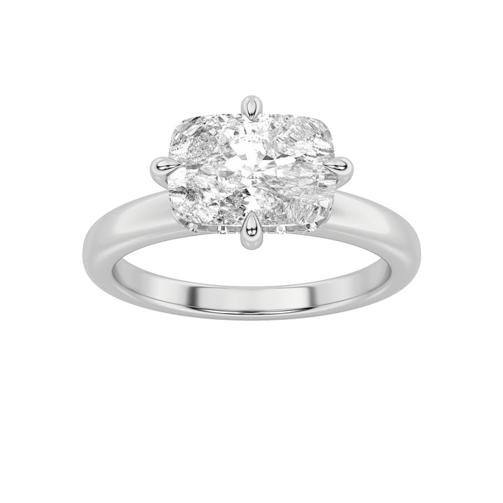 1.5CTW Elongated Cushion Shaped Lab Grown Diamond (F/VS) East West Solitaire Ring in 14K Gold