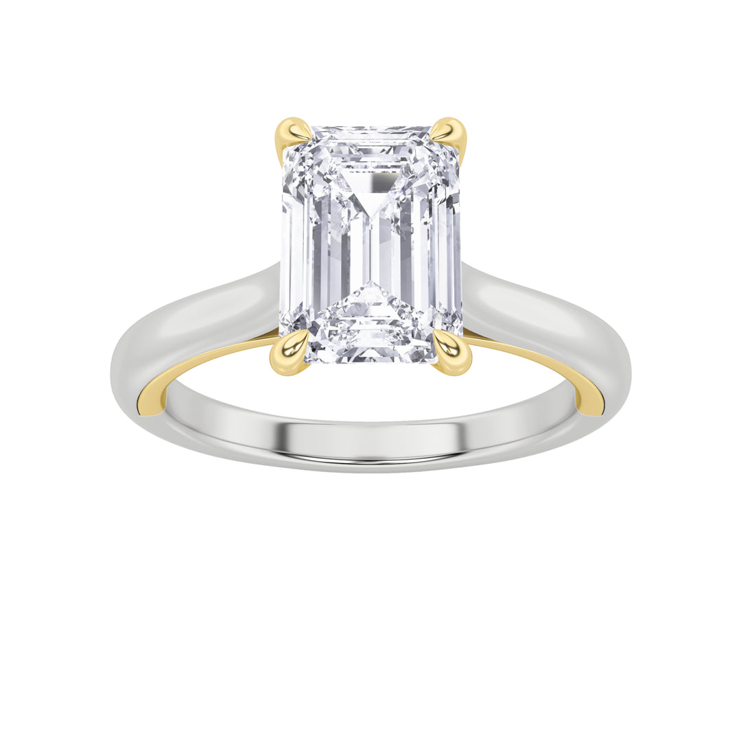 2CTW Emerald Shaped Lab Grown Diamond (F/VS) Solitaire Engagement Ring in 14K Gold