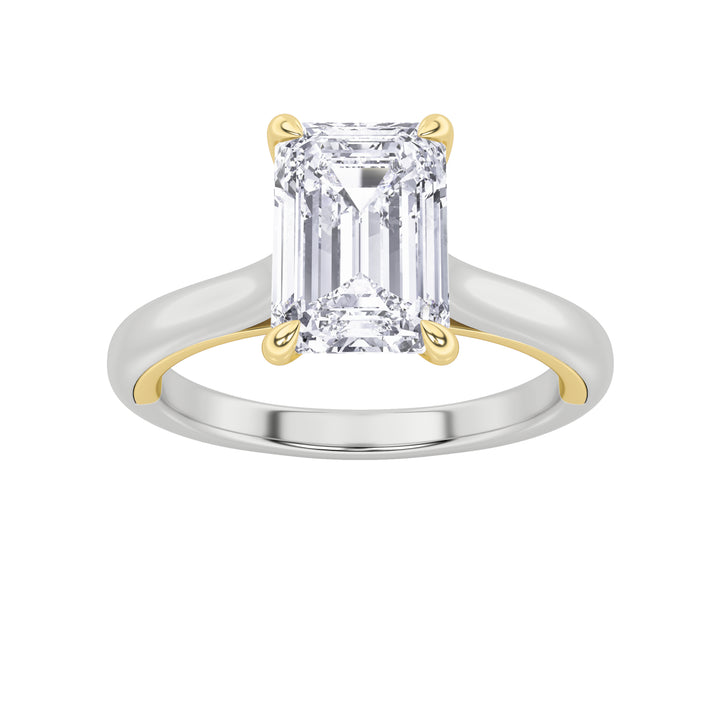 2CTW Emerald Shaped Lab Grown Diamond (F/VS) Solitaire Engagement Ring in 14K Gold