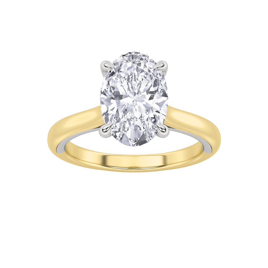 14K WY 2ct Lab Oval Diamond Solitaire Engagement Ring