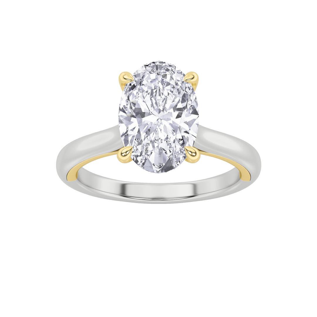 2CTW Oval Shaped Lab Grown Diamond (F/VS) Solitaire Engagement Ring in 14K Gold