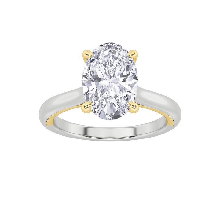 2CTW Oval Shaped Lab Grown Diamond (F/VS) Solitaire Engagement Ring in 14K Gold
