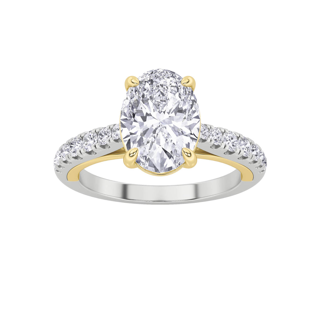 2CTW Oval Shaped Lab Grown Diamond (F/VS) Solitaire Engagement Ring in 14K Gold