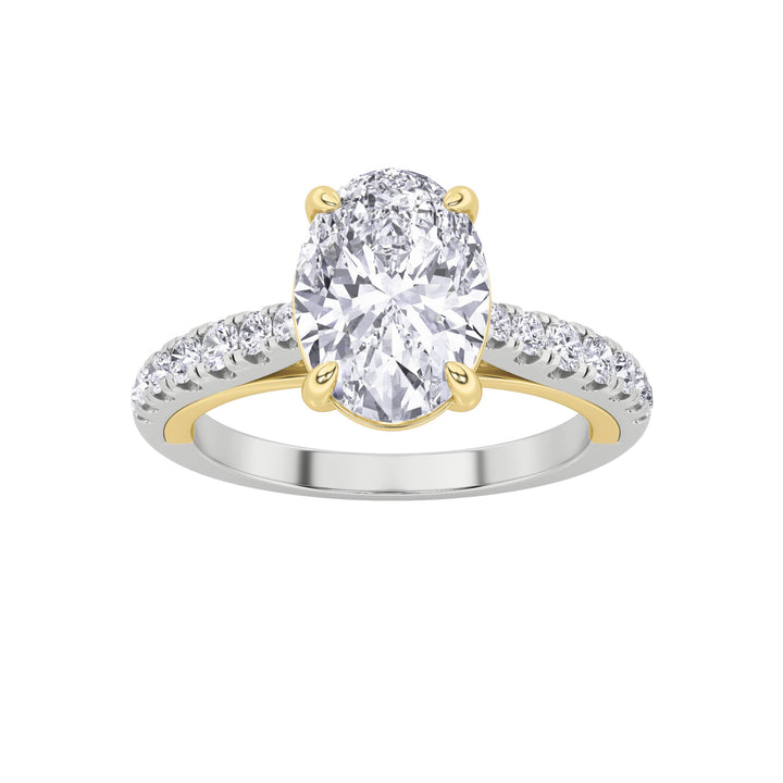 2CTW Oval Shaped Lab Grown Diamond (F/VS) Solitaire Engagement Ring in 14K Gold