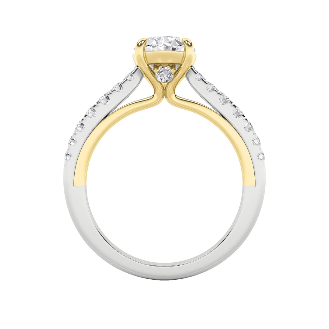 2CTW Oval Shaped Lab Grown Diamond (F/VS) Solitaire Engagement Ring in 14K Gold