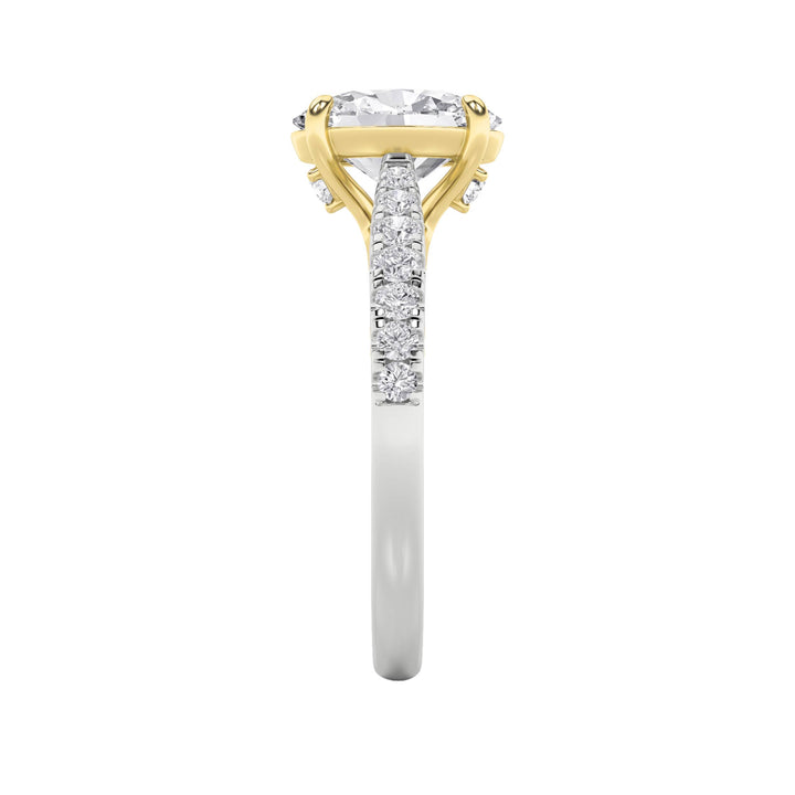 2CTW Oval Shaped Lab Grown Diamond (F/VS) Solitaire Engagement Ring in 14K Gold