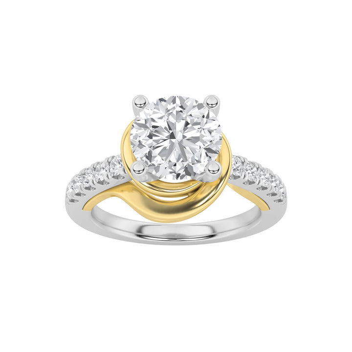 2Cttw Round Shaped Lab Grown Diamond (F/VS)  Ringin 14K Gold