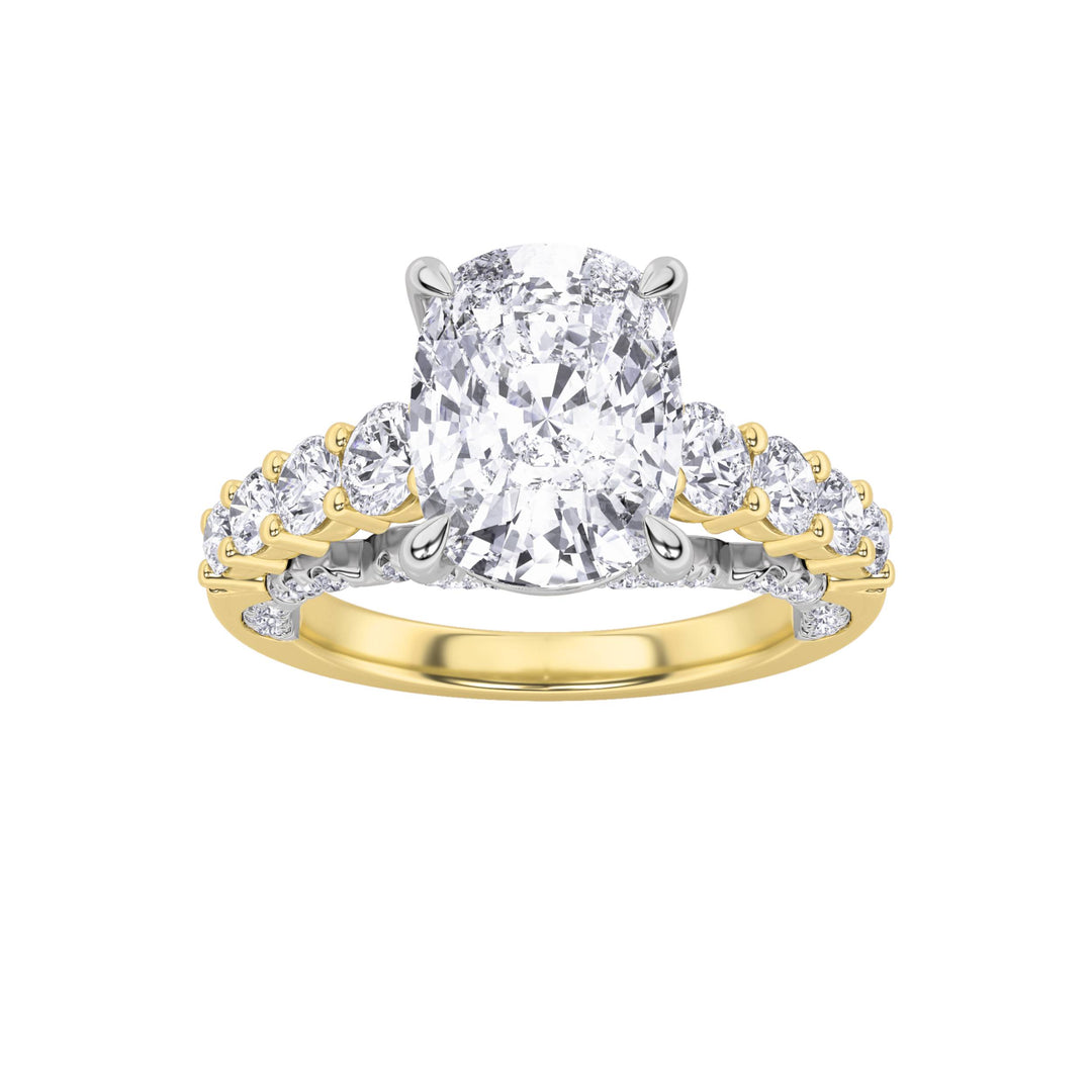 4Cttw Elongated Cushion Shaped Lab Grown Diamond (F/VS)  Ring in 14K Gold