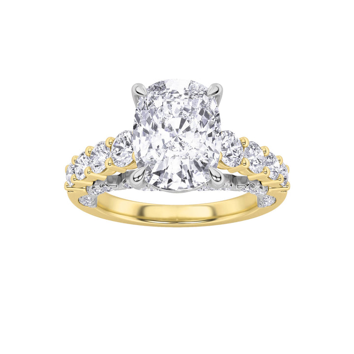 4Cttw Elongated Cushion Shaped Lab Grown Diamond (F/VS)  Ring in 14K Gold