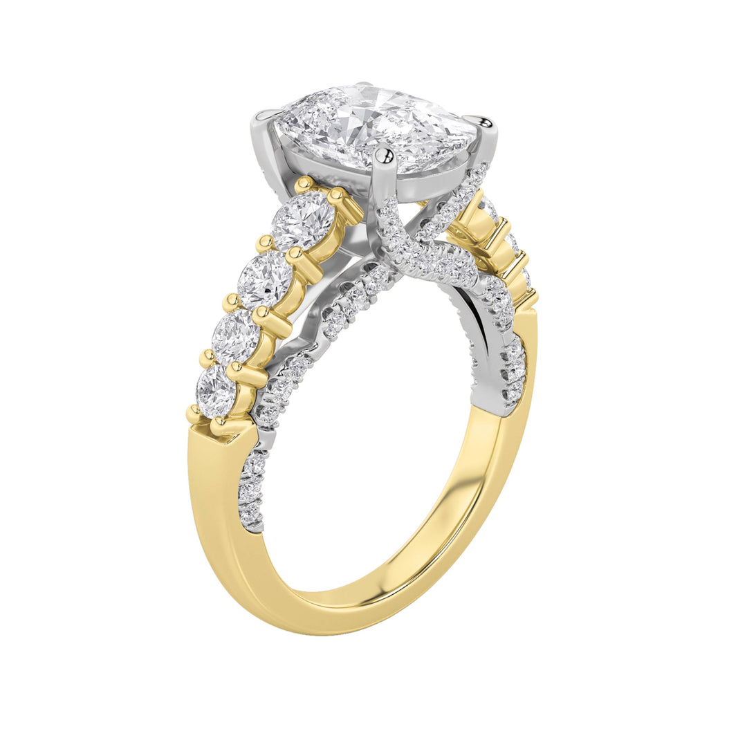 4Cttw Elongated Cushion Shaped Lab Grown Diamond (F/VS)  Ring in 14K Gold