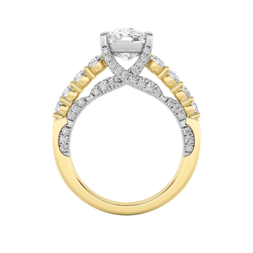 4Cttw Elongated Cushion Shaped Lab Grown Diamond (F/VS)  Ring in 14K Gold