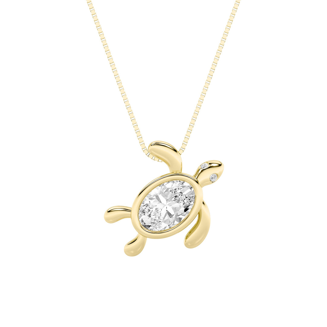 0CTW Oval Shaped Lab Grown Diamond (G/VS) Necklace in Silver|18K Yellow Gold