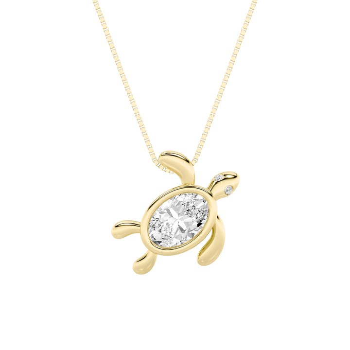 0CTW Oval Shaped Lab Grown Diamond (G/VS) Necklace in Silver|18K Yellow Gold