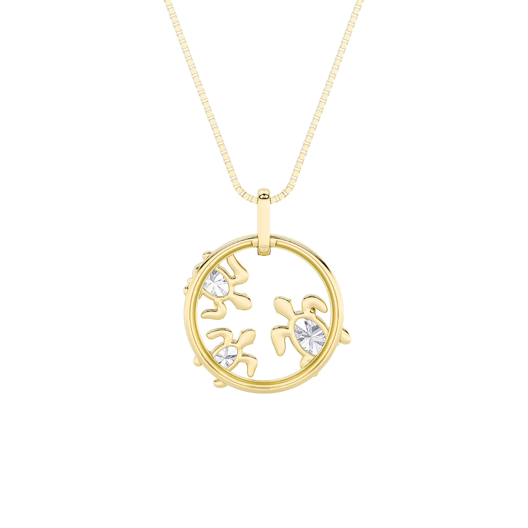 2Cttw Oval Shaped Lab Grown Diamond (F/VS) Baby Turtle Pendant in 14K Gold