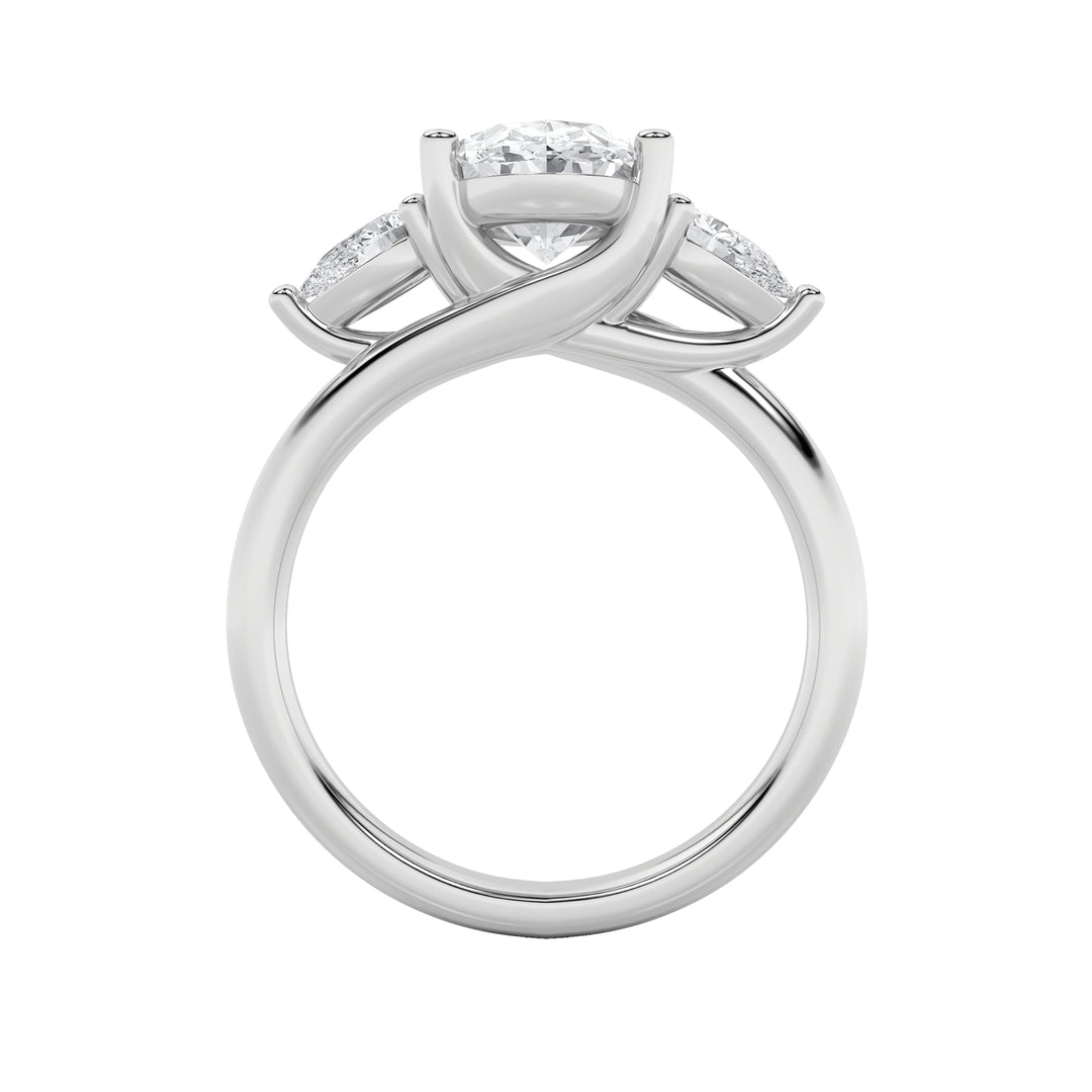 2.5Cttw Oval Shaped Lab Grown Diamond (F/VS) Accented Three Stone Ring in 14K Gold