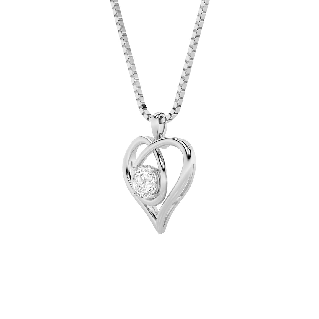 1.5Cttw Round Shaped Lab Grown Diamond (F/VS) Heart Shaped Pendant in 14K Gold