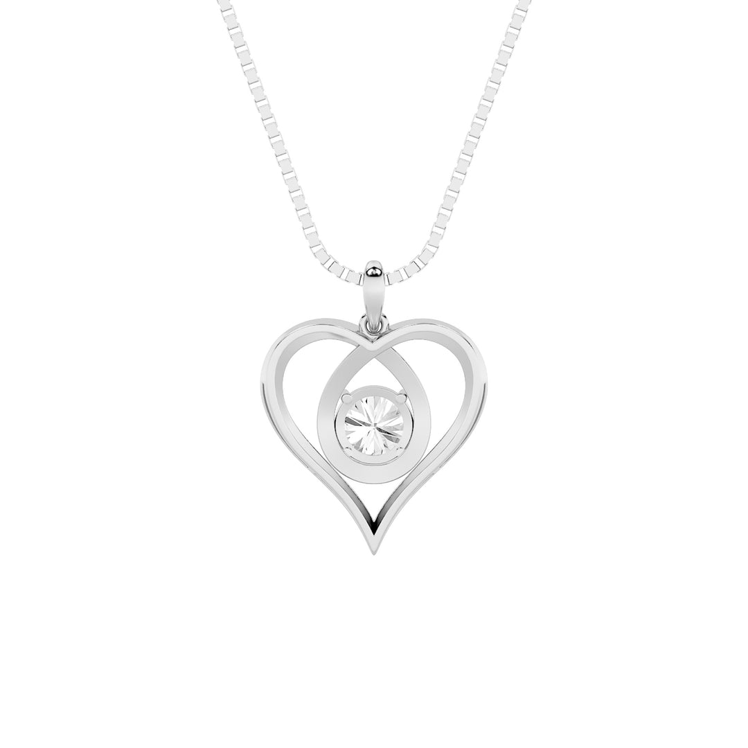 1.5Cttw Round Shaped Lab Grown Diamond (F/VS) Heart Shaped Pendant in 14K Gold