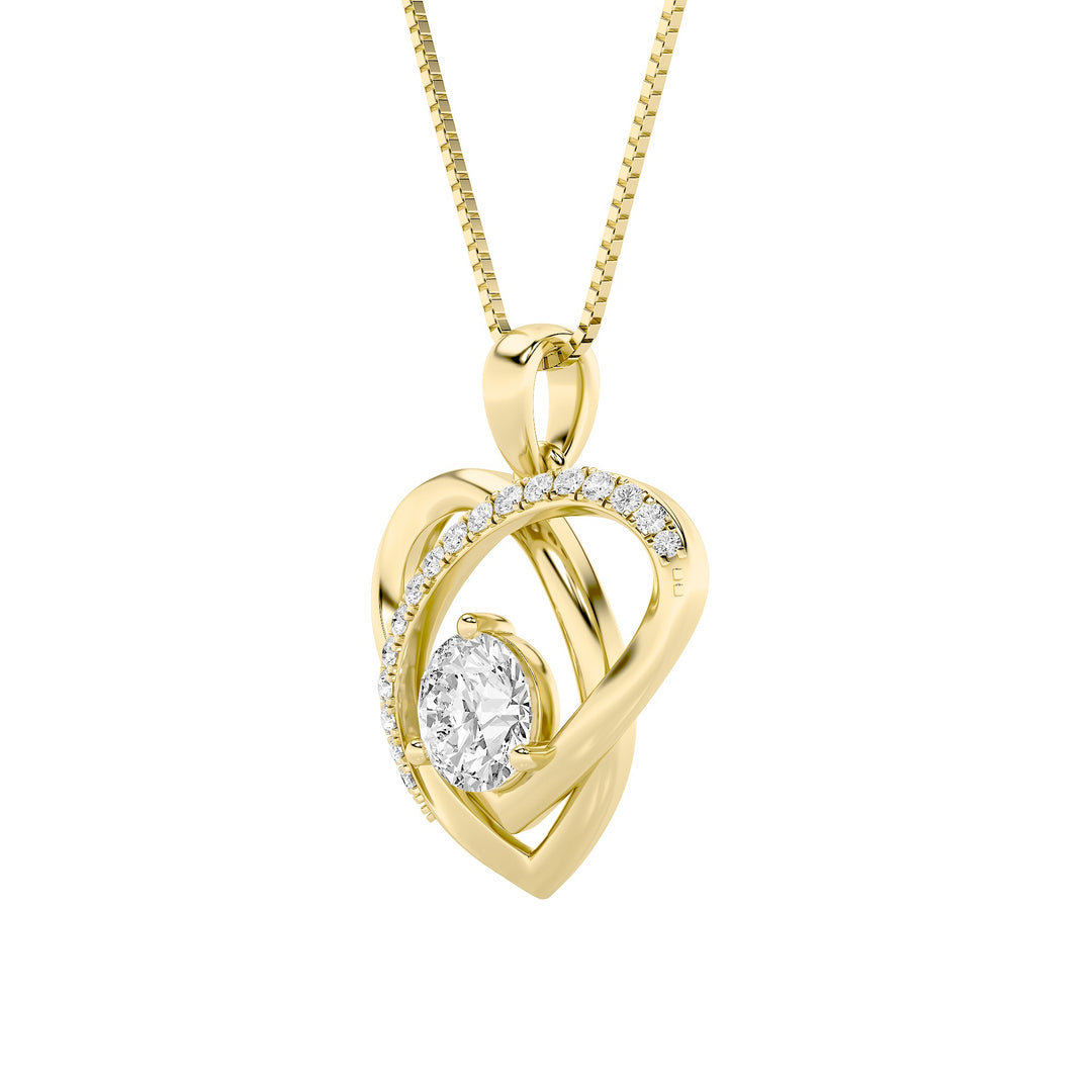 1.5Cttw Round Shaped Lab Grown Diamond (F/VS) Heart Shaped Pendant in 14K Gold